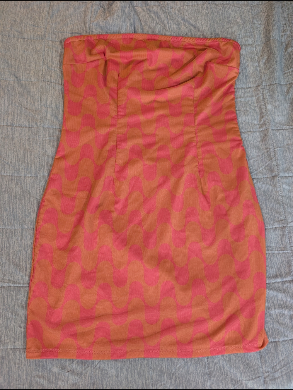 Superdown Strapless Pink and Orange Bodycon Mini Dress Size Medium
